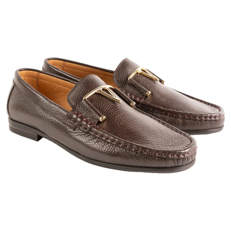 P0214 -3218 Deer V buckle- Brown made by Alberto Nardoni