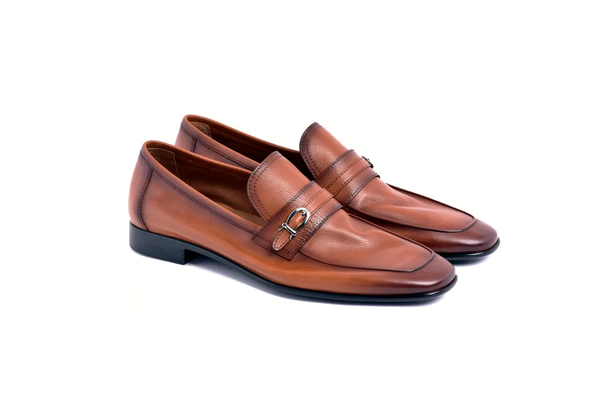C0001118-7256 Side buckle loafer- Tan sold by Alberto Nardoni