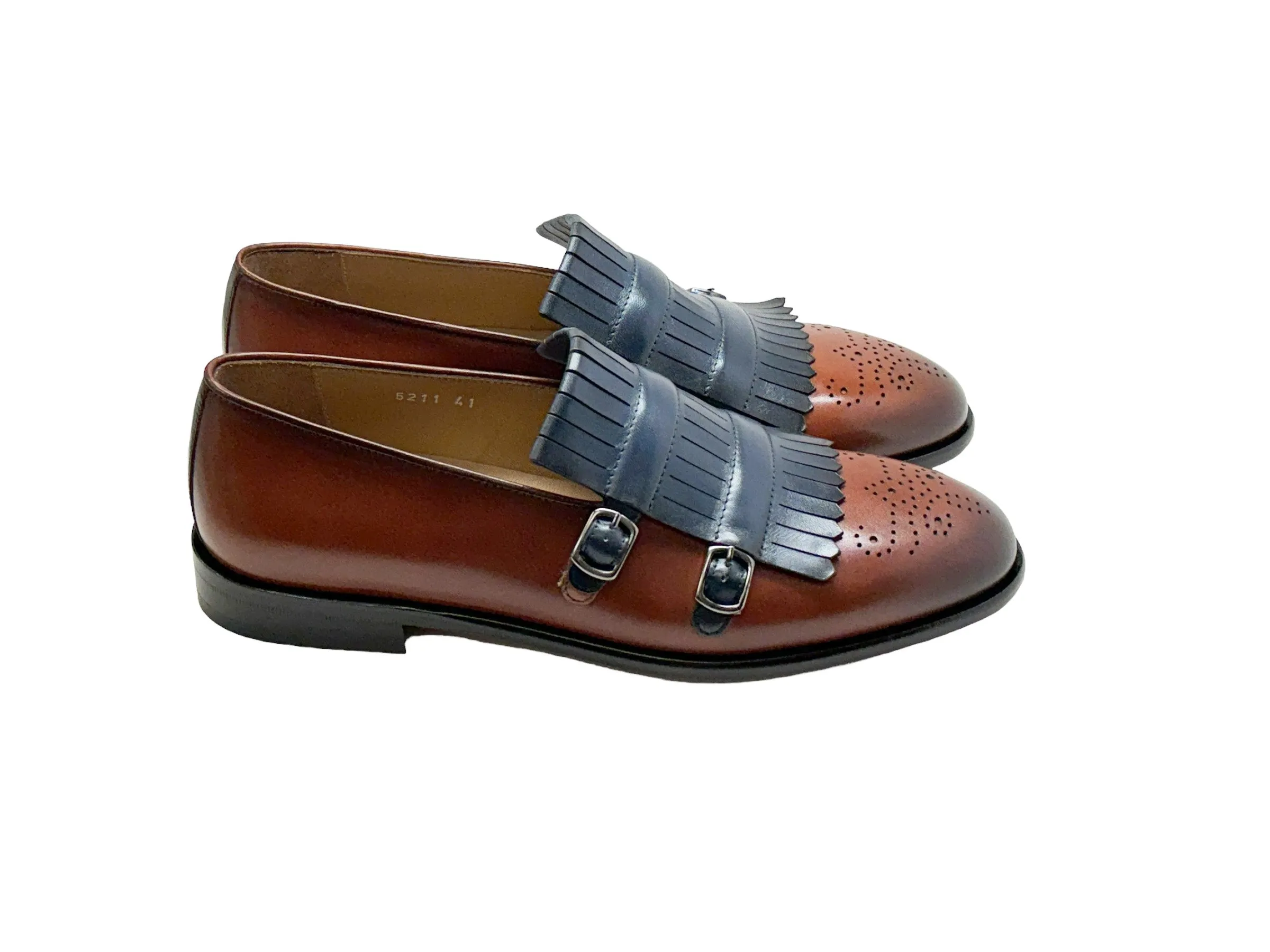 C0001901-5211 Kilt side buckle Loafer-Navy/Brown sold by Alberto Nardoni product image thumbnail 2