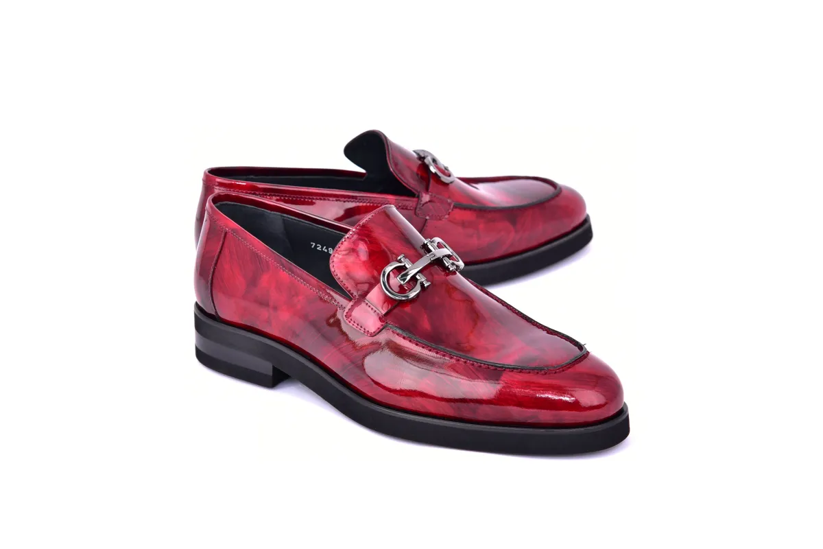 C0001206-7249 loafer with silver buckle-Marble Red sold by Alberto Nardoni