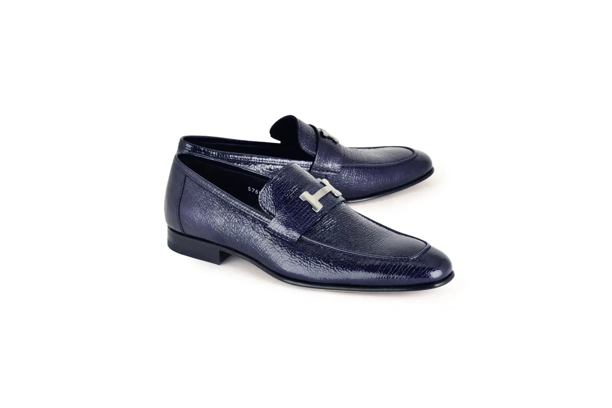 C02001-5760V H buckle Vita Calf Skin- Navy sold by Alberto Nardoni