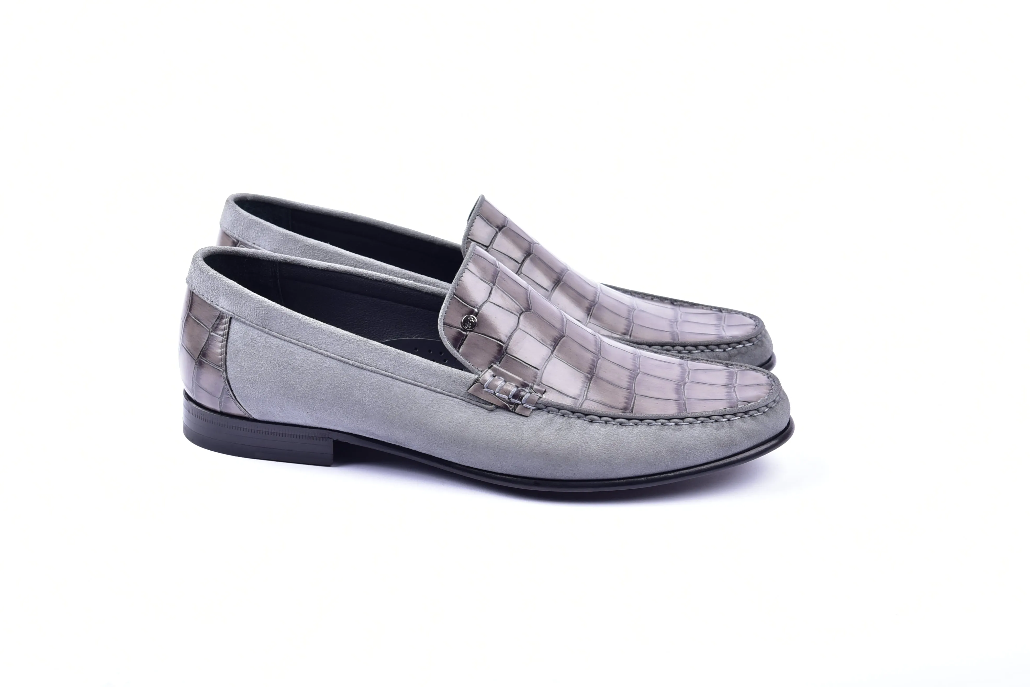 C0014056-3898C Suede And Croco print vamp-Grey sold by Alberto Nardoni product image thumbnail 2