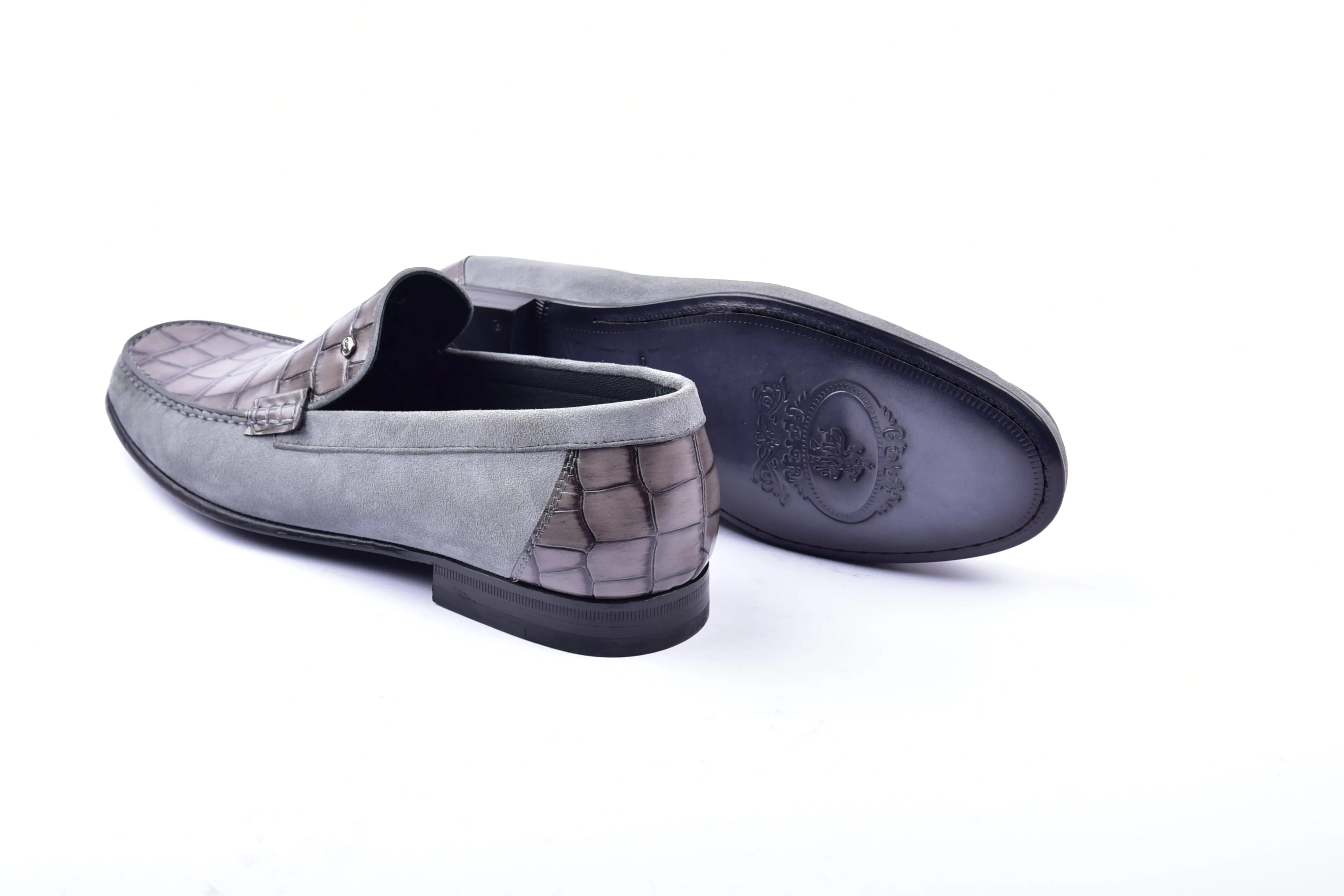 C0014056-3898C Suede And Croco print vamp-Grey sold by Alberto Nardoni product image thumbnail 3