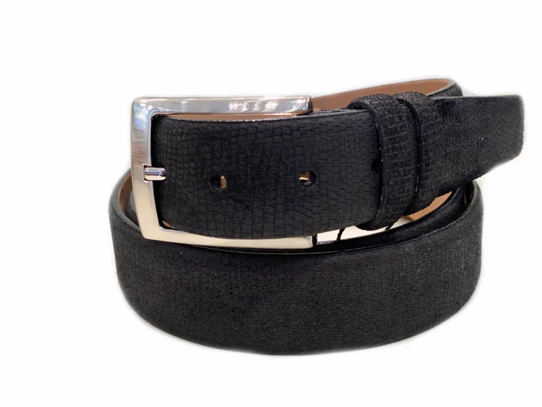 CBelt -1547  Design Suede Belt - Black Suede sold by Alberto Nardoni