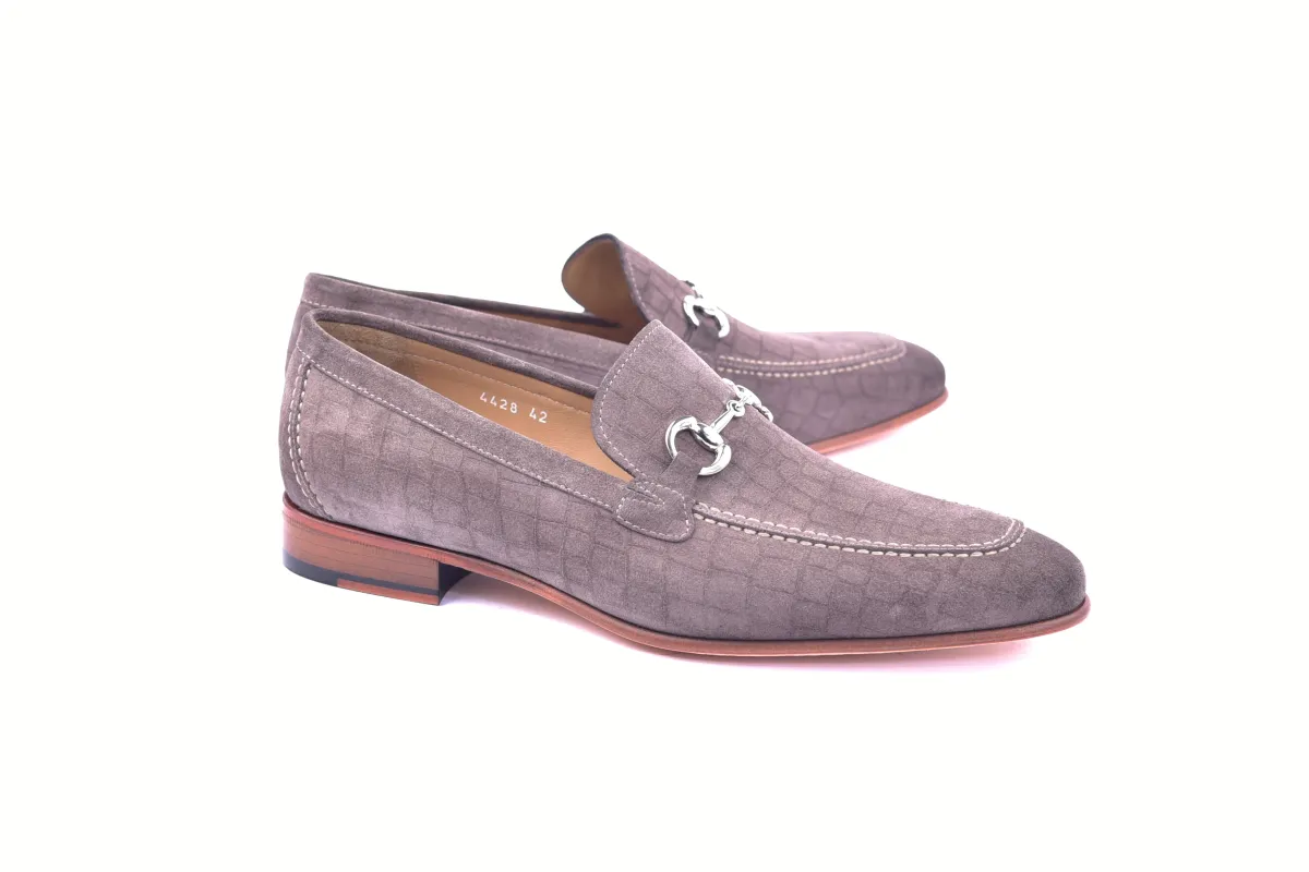 C11104-4428C- Bit Loafer Croco suede-Taupe sold by Alberto Nardoni