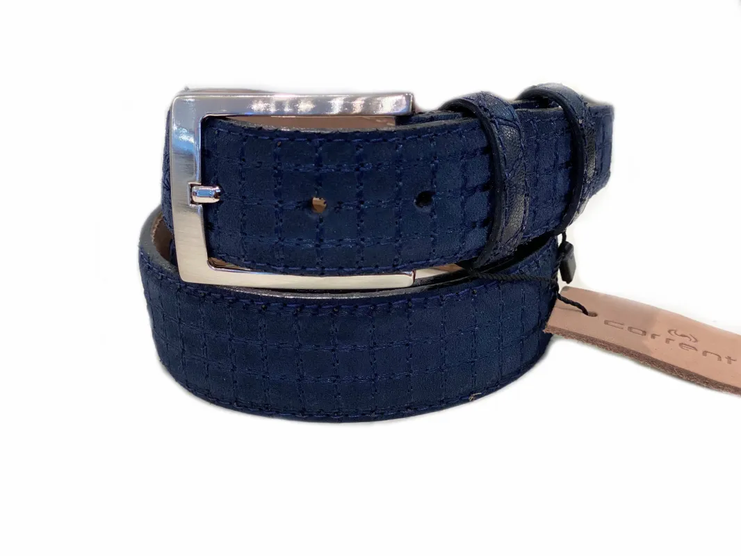 CBelt-  2220 Stitch Suede Belt - Navy Suede sold by Alberto Nardoni