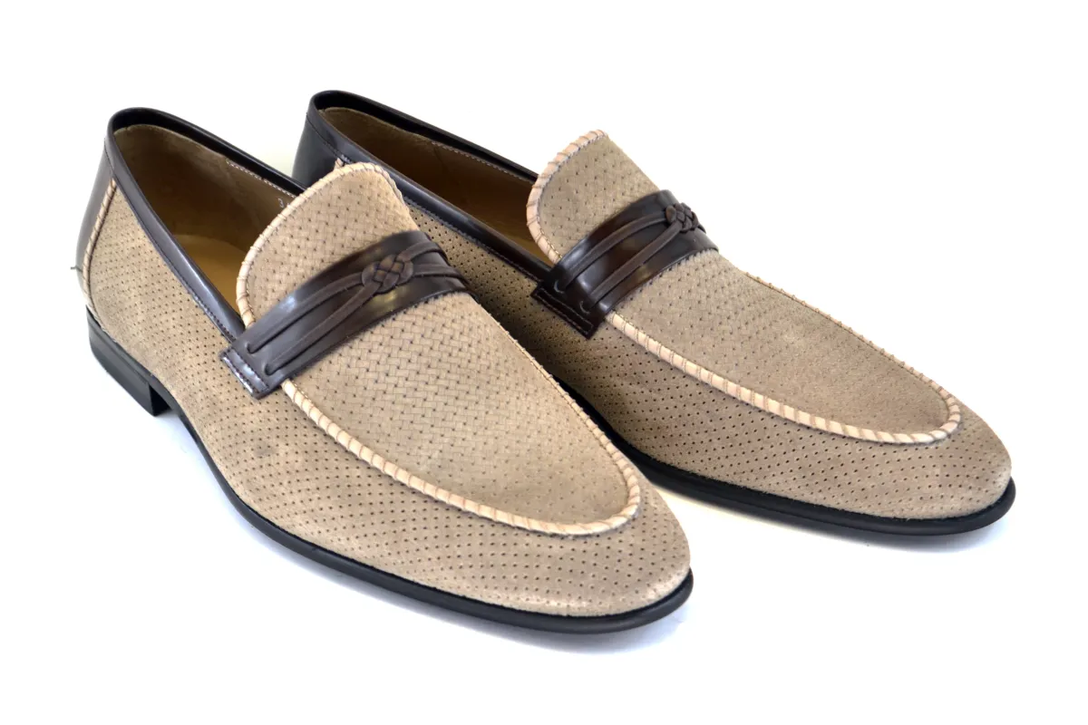 C131-3417HS- Perforated Suede-Taupe sold by Alberto Nardoni