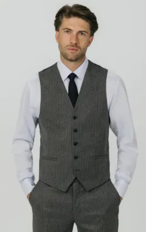 Charcoal Chalkstripe Vest sold by Alberto Nardoni