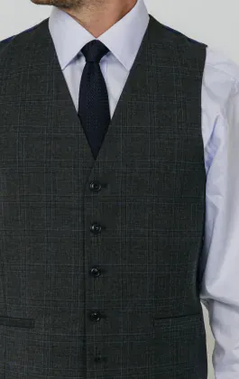 Charcoal Windowpane Vest sold by Alberto Nardoni product image thumbnail 2