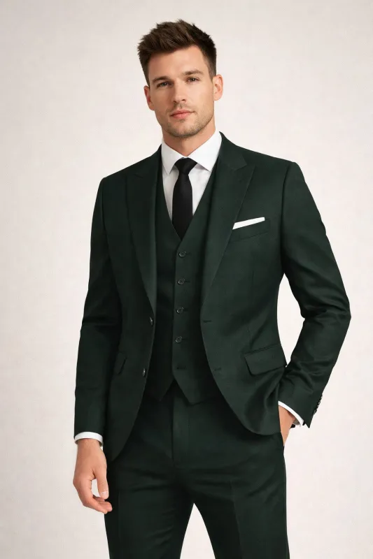 Retro Paris Brand Designer 4 Way Stretch Suits in Color Peak Lapel Vested 3 Piece made by Alberto Nardoni