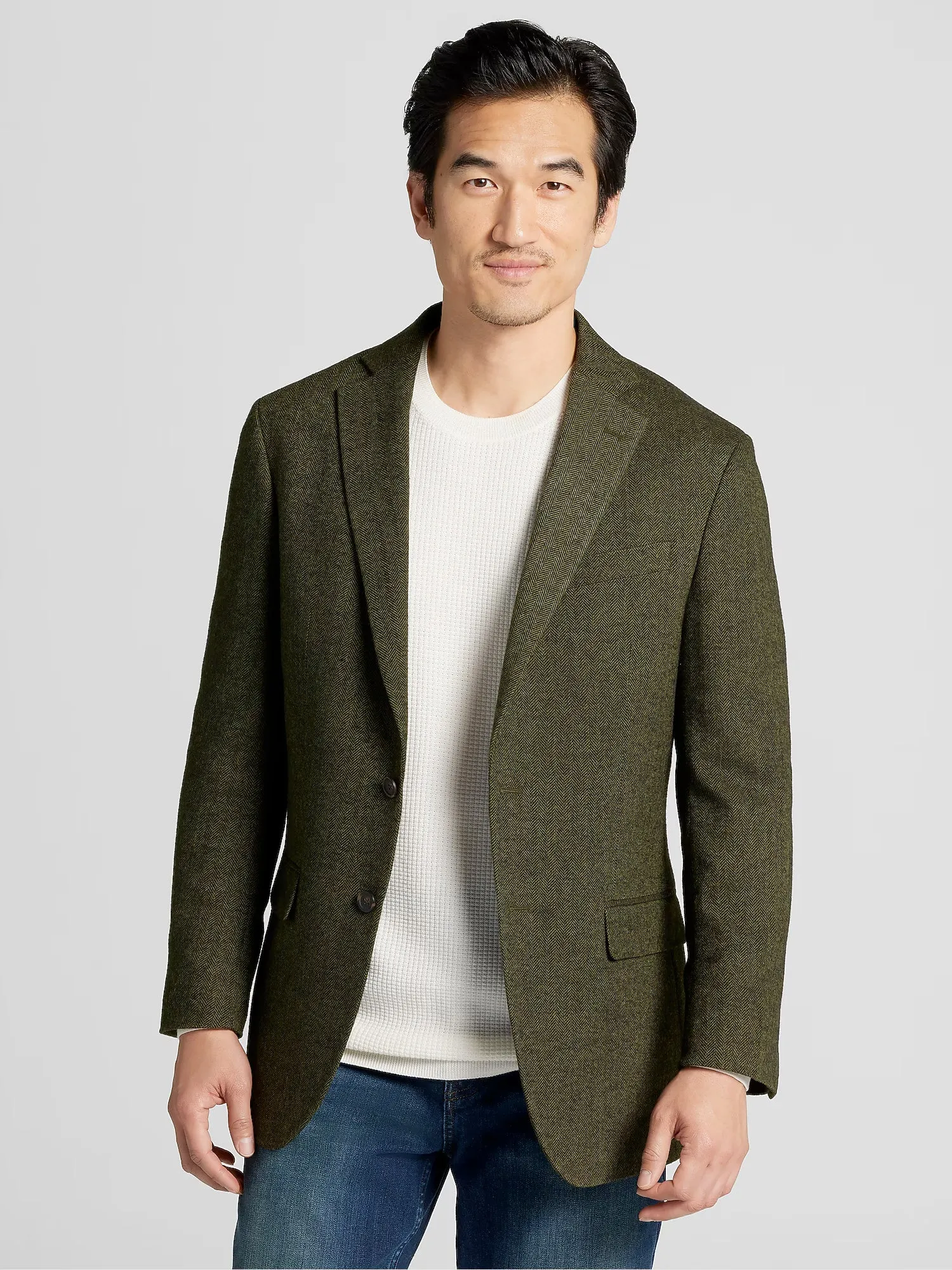 Mens Olive Green Winter Blazer - Hunter Sport Coat jacket Modern Fit 2 Buttons Style Notch sold by Alberto Nardoni