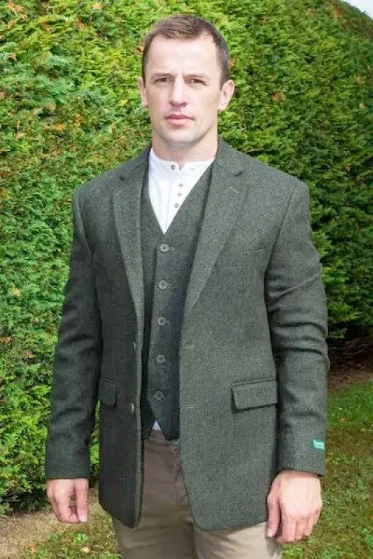 Mens Z-Dark Green Winter Blazer - Hunter Sport Coat jacket Modern Fit 2 Buttons Style Notch sold by Alberto Nardoni
