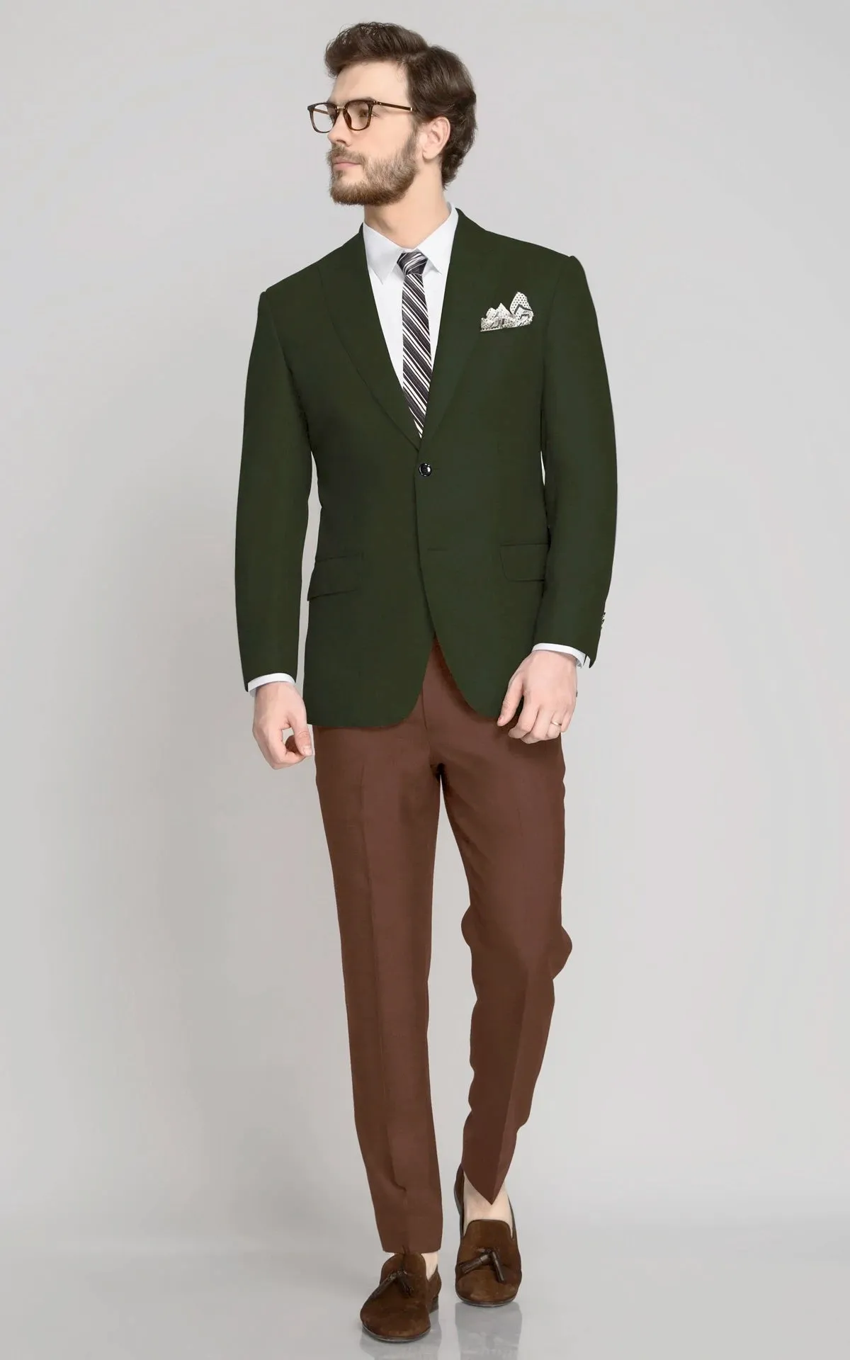 Mens Dark Green Winter Blazer - Hunter Sport Coat jacket Modern Fit 2 Button Style Notch sold by Alberto Nardoni