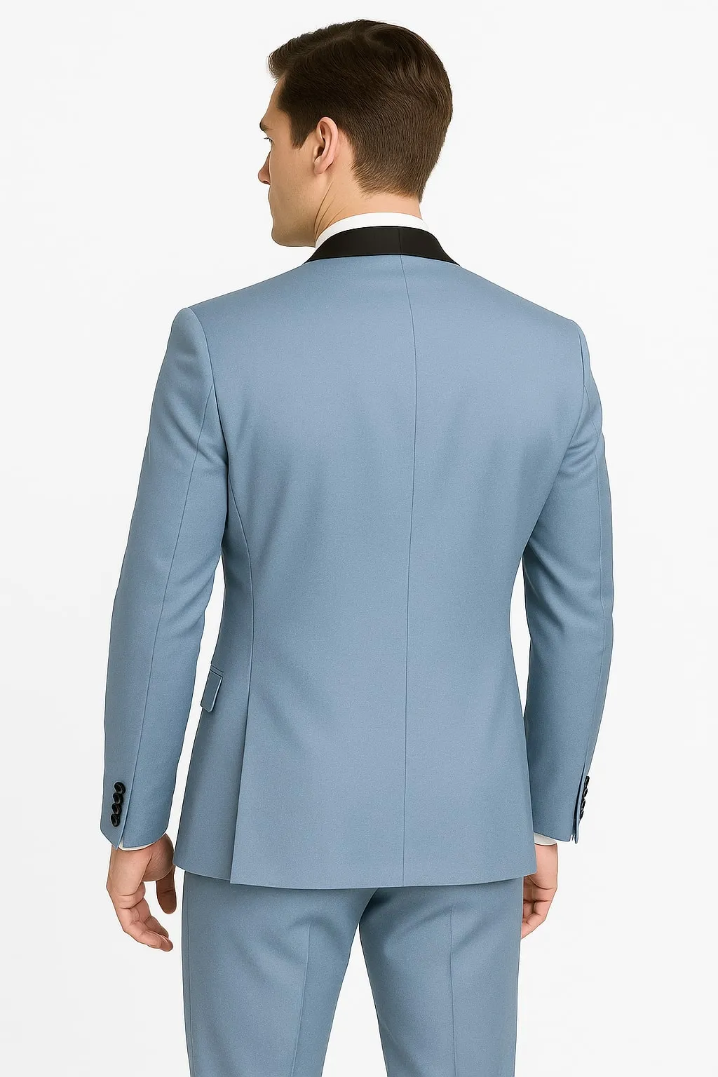 Dusty Blue Suit Color Tuxedo Shawl Collar Vested 3PC Mens Suit Slim Fit Jacket + Pants + Vest sold by Alberto Nardoni product image thumbnail 2