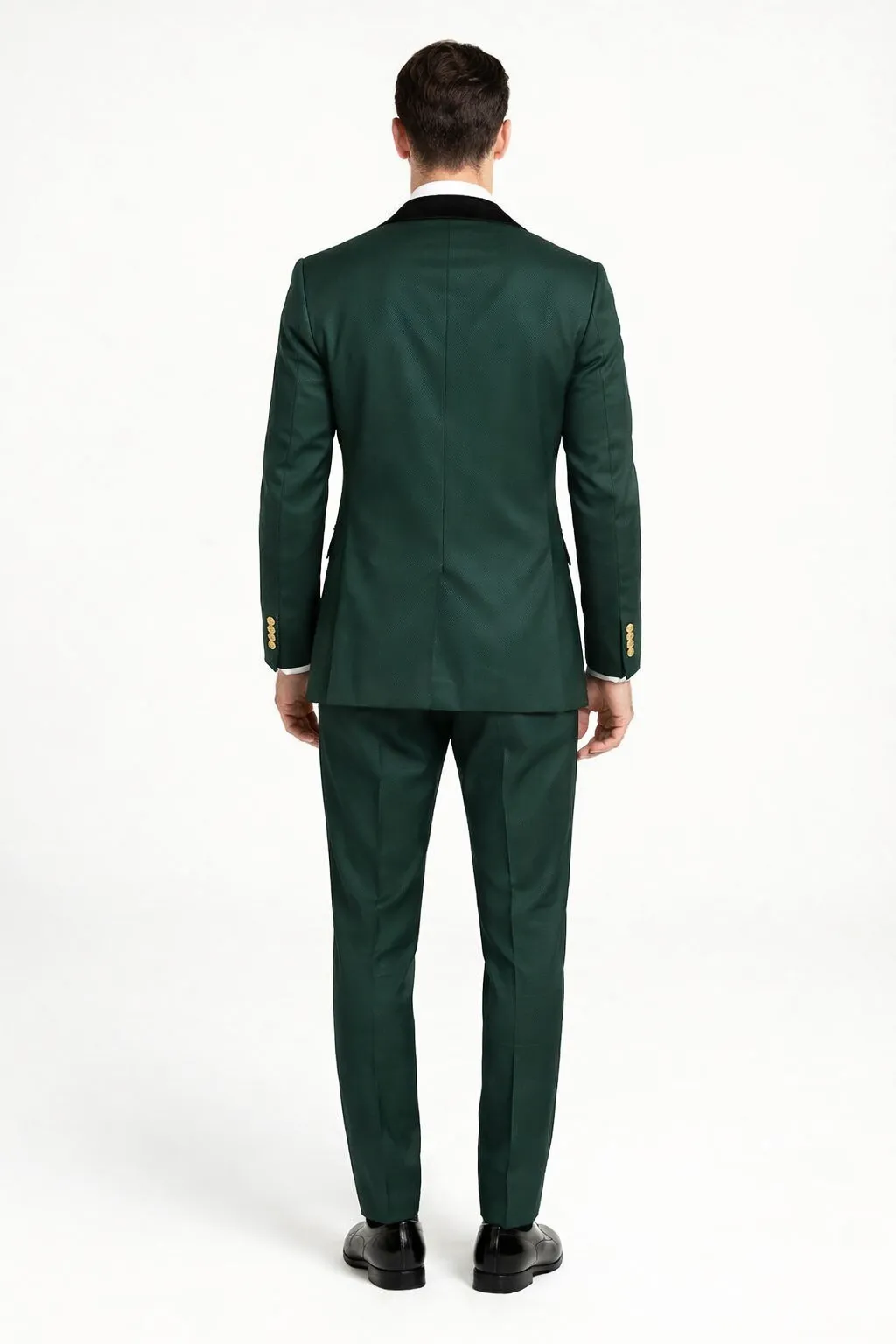 Mens Green and Gold Double-Breasted Wedding Tuxedo with Velvet Lapel sold by Alberto Nardoni product image thumbnail 2