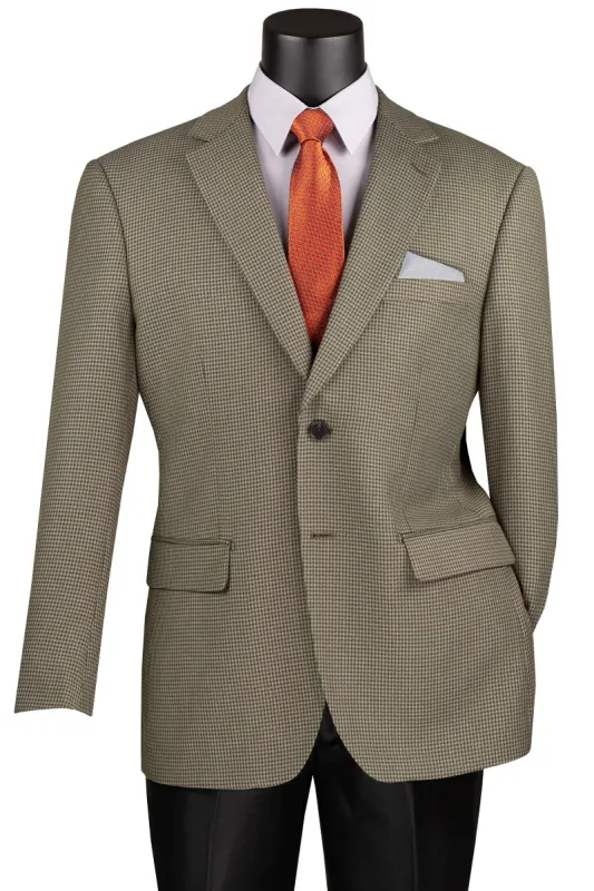 Men's Two Button Modern Fit Sport Coat Blazer in Olive Green Houndstooth made by Alberto Nardoni