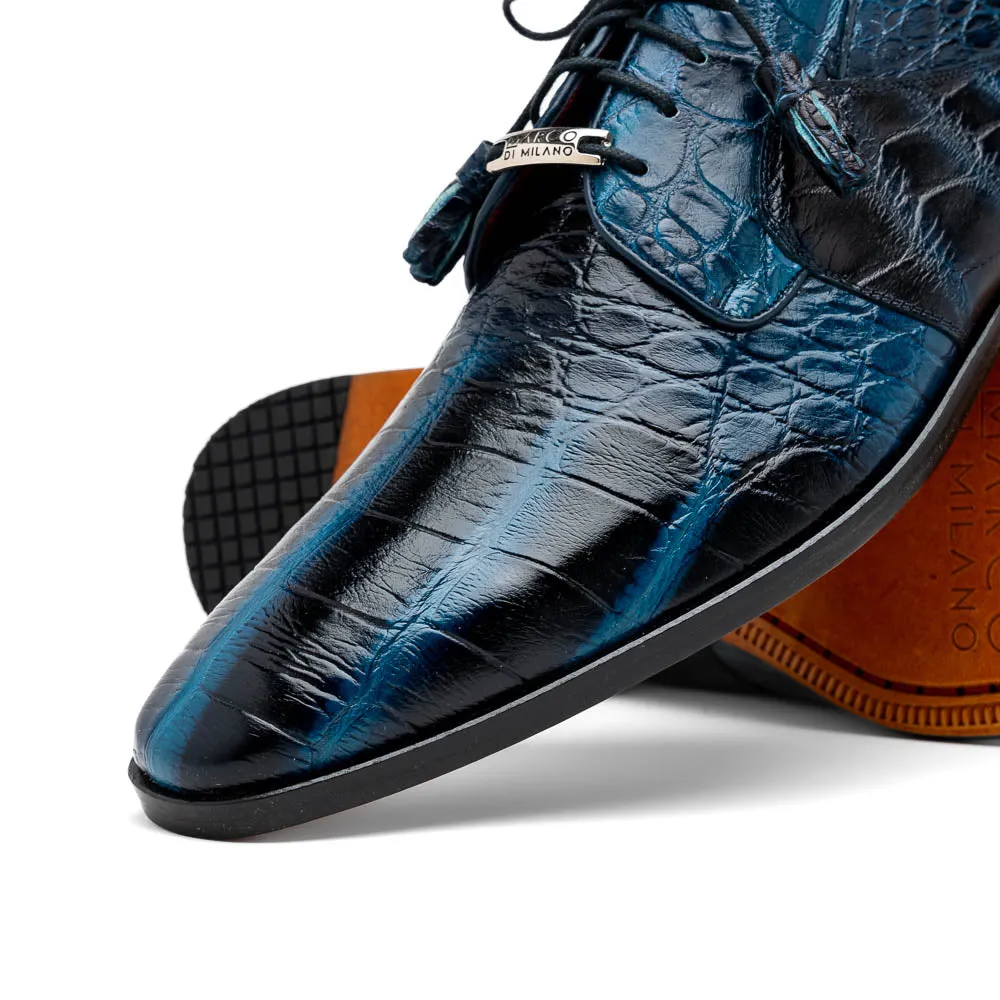 Marco Di Milano Fitipaldi Rustic Blue Alligator Derby Shoe sold by Alberto Nardoni product image thumbnail 4