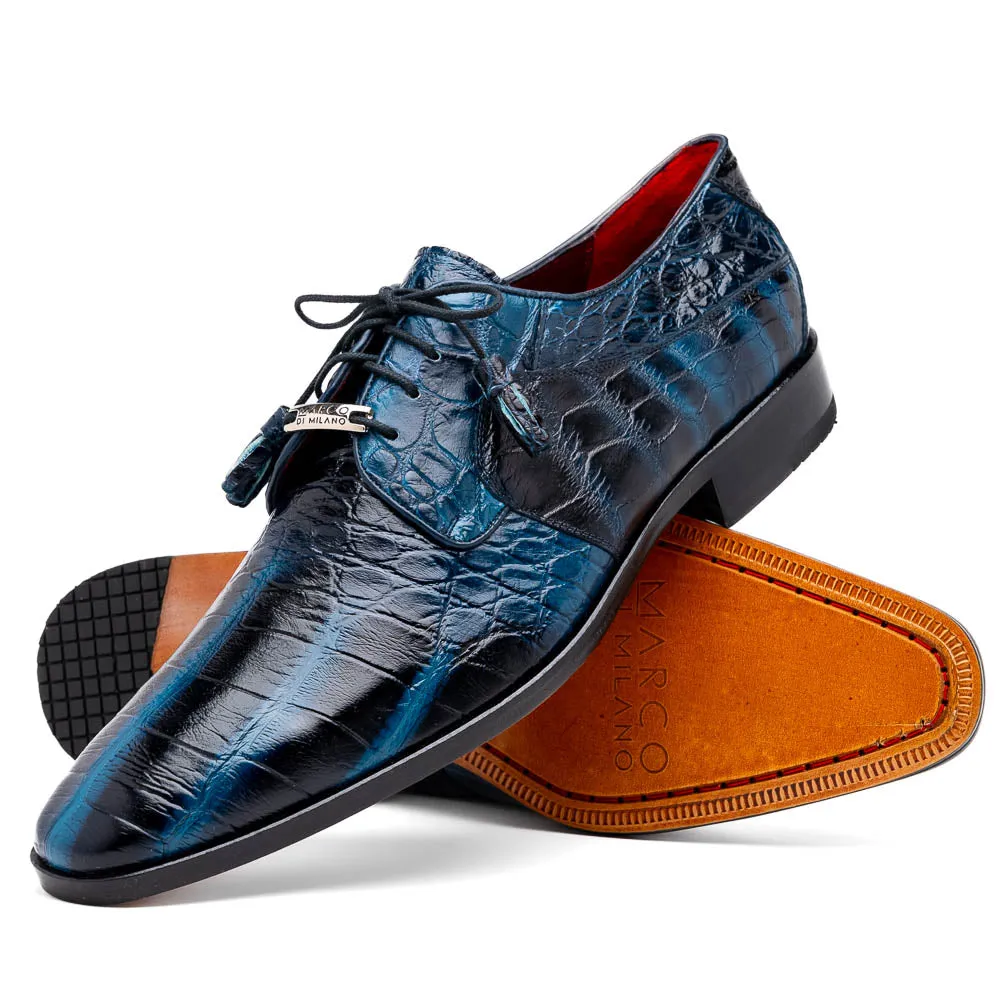 Marco Di Milano Fitipaldi Rustic Blue Alligator Derby Shoe sold by Alberto Nardoni product image thumbnail 3