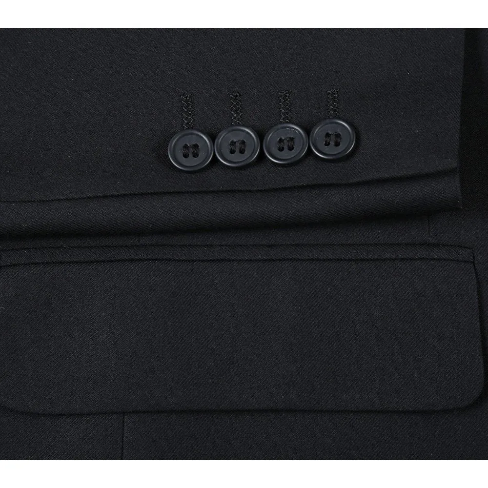 Slim Fit 2 Piece Black Double Breasted Peak Lapel Tuxedo sold by Alberto Nardoni product image thumbnail 3