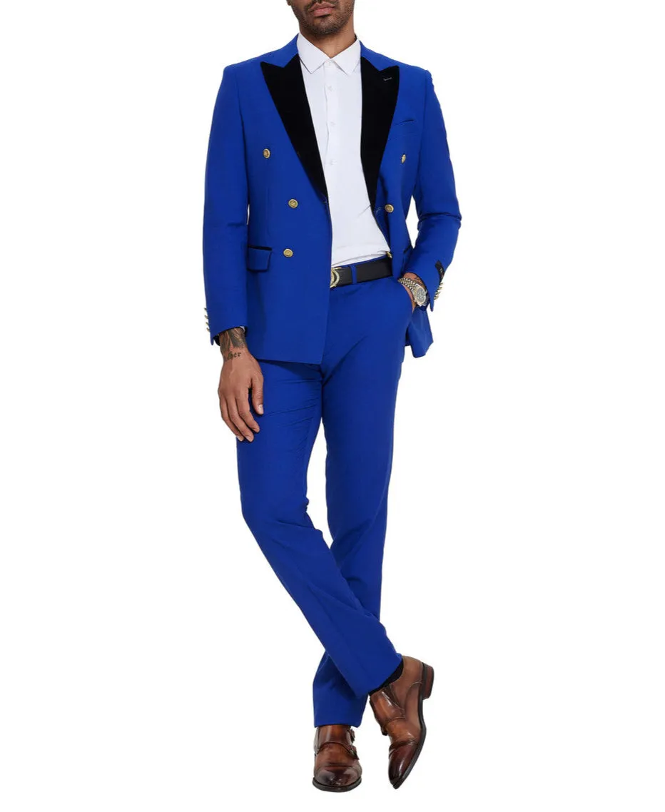 Royal Blue 2 Piece Slim Fit Double Breasted Tuxedo sold by Alberto Nardoni product image thumbnail 2