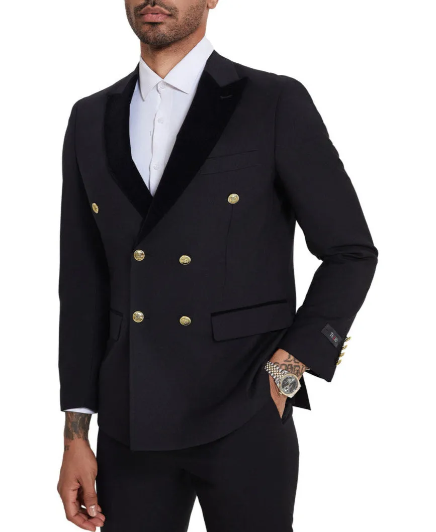 Black 2 Piece Slim Fit Double Breasted Tuxedo sold by Alberto Nardoni product image thumbnail 2