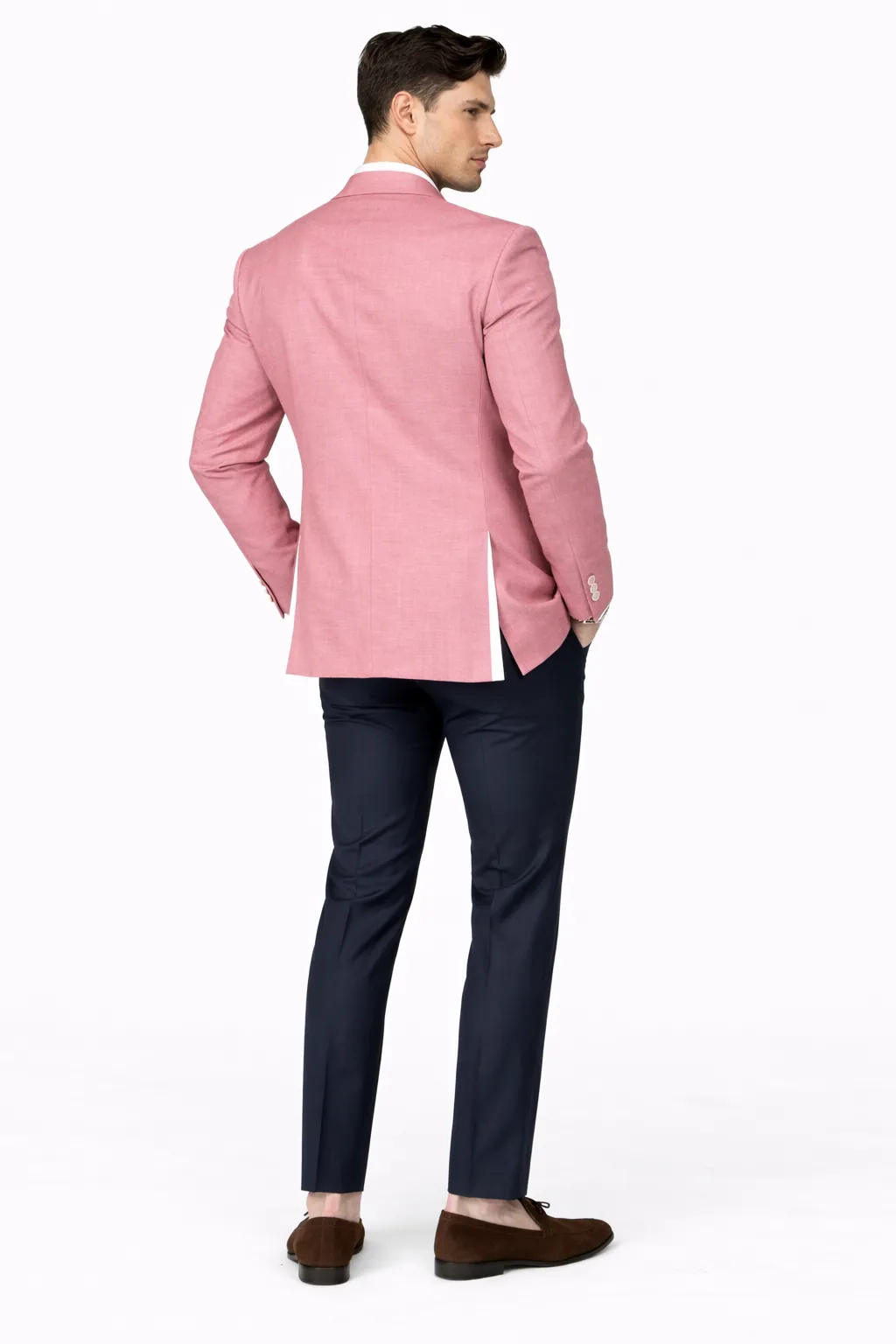 Mens White Pink Tuxedo One Button Summer Blazer with Trim sold by Alberto Nardoni product image thumbnail 2