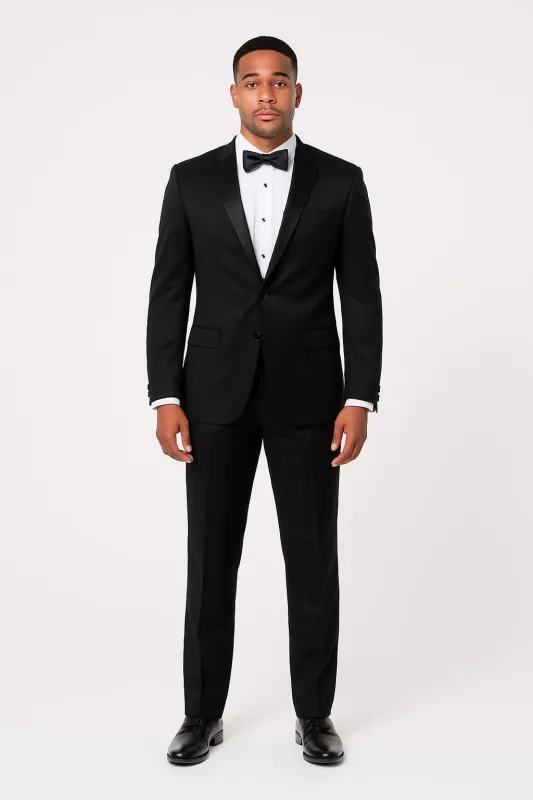 Black Satin Tuxedo Set 4-Piece Style for Weddings & Proms made by Alberto Nardoni