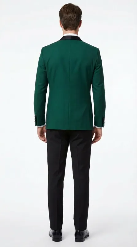 Men’s Emerald Green Tuxedo Jacket with Black Satin Shawl Lapel | Prom Dinner Blazer made by Alberto Nardoni