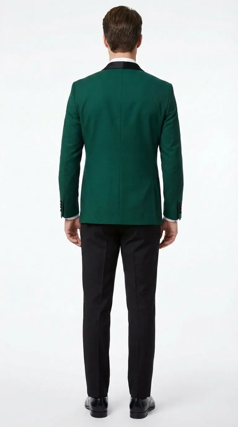 Men’s Emerald Green Tuxedo Jacket with Black Satin Shawl Lapel | Prom Dinner Blazer sold by Alberto Nardoni