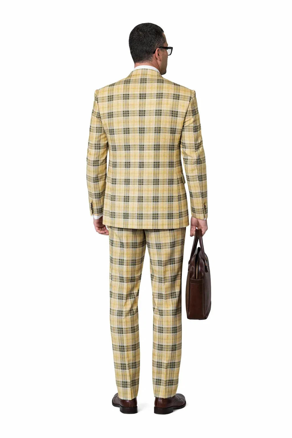 Statement Men’s 3-Piece Plaid Wool Suit – 100% Wool Modern Fit with Wide Peak Lapel sold by Alberto Nardoni product image thumbnail 4