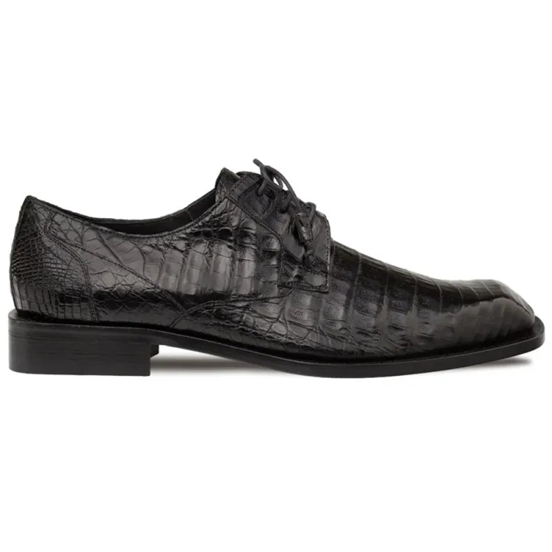 Mezlan Ugo Crocodile Square Toe Lace Up Derby Black (50200-F) sold by Alberto Nardoni