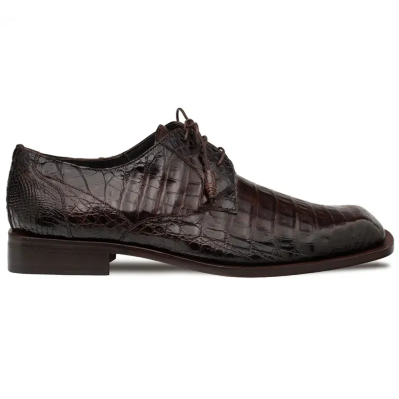 Mezlan Ugo Crocodile Square Toe Lace Up Derby Brown (50200-F) sold by Alberto Nardoni