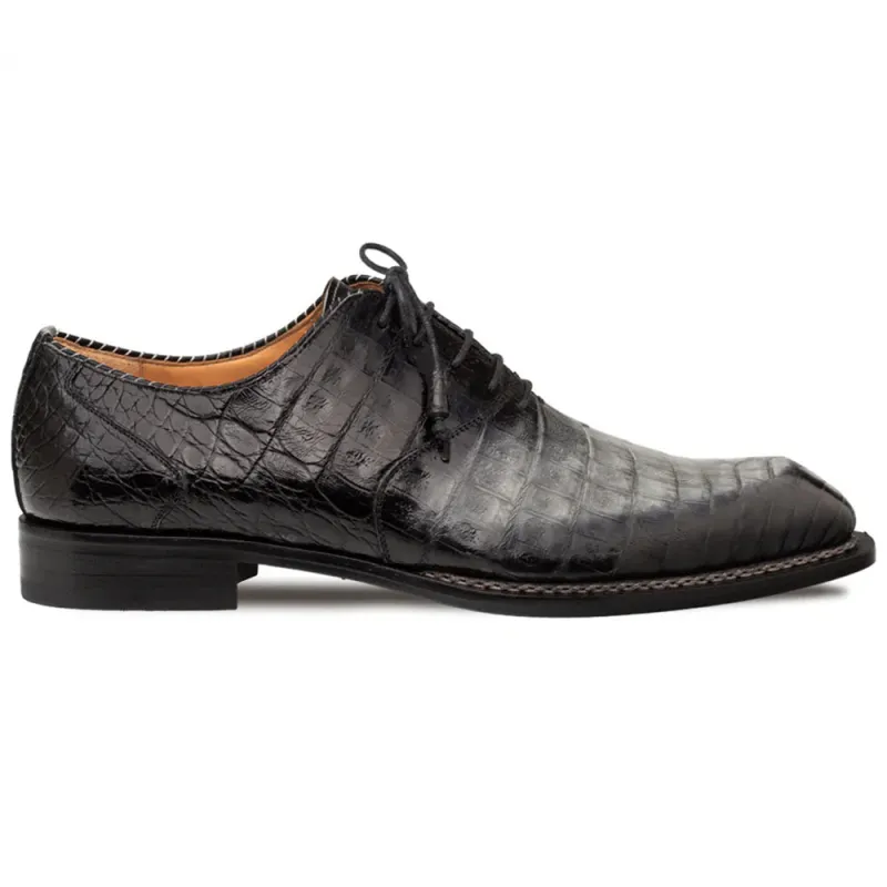 Mezlan Westside Two-Tone Crocodile Oxford Pearl Grey / Black (50172-F) sold by Alberto Nardoni