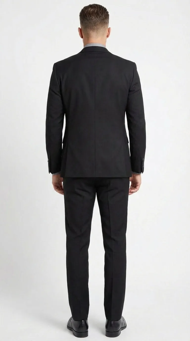 Men’s Black And White Lapel 3 Piece Tuxedo Suit with Silver Gray Satin Lapel | Formal Wedding Prom Suit Set sold by Alberto Nardoni product image thumbnail 4