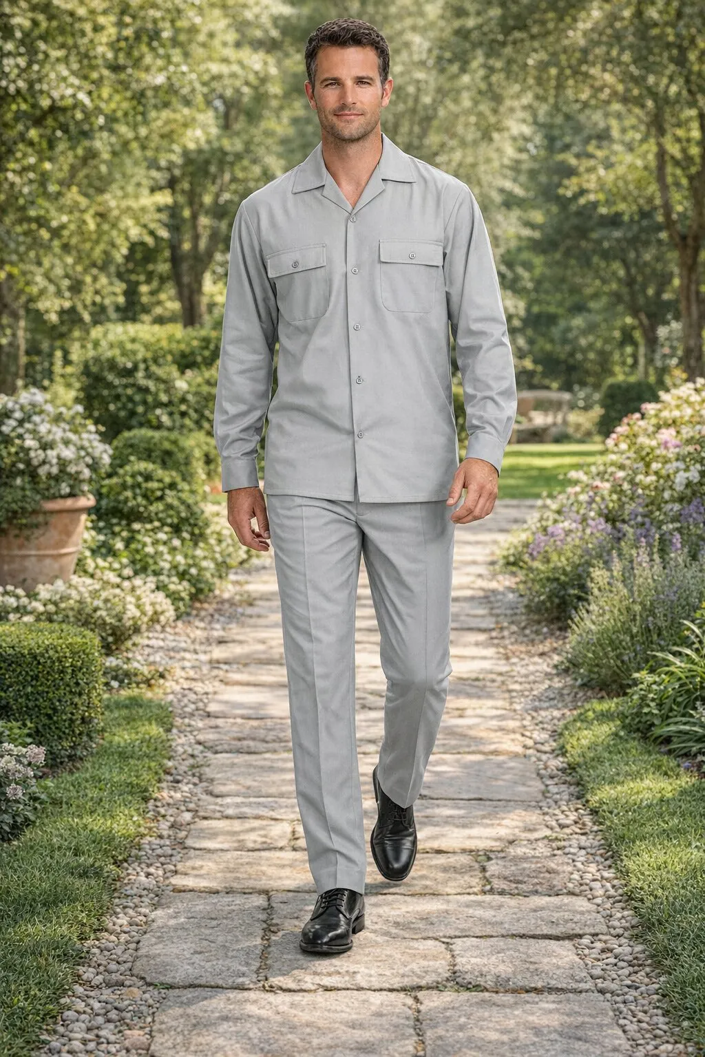 Mens Luxury Grey Wool Two-Piece Leisure Walking Suit sold by Alberto Nardoni product image thumbnail 4