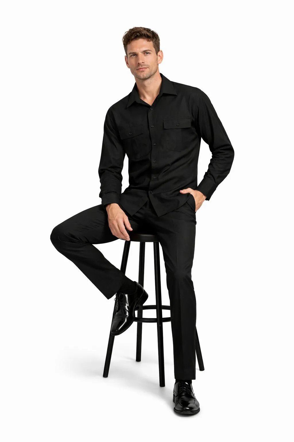Mens Luxury Black Wool Two-Piece Leisure Walking Suit sold by Alberto Nardoni product image thumbnail 5