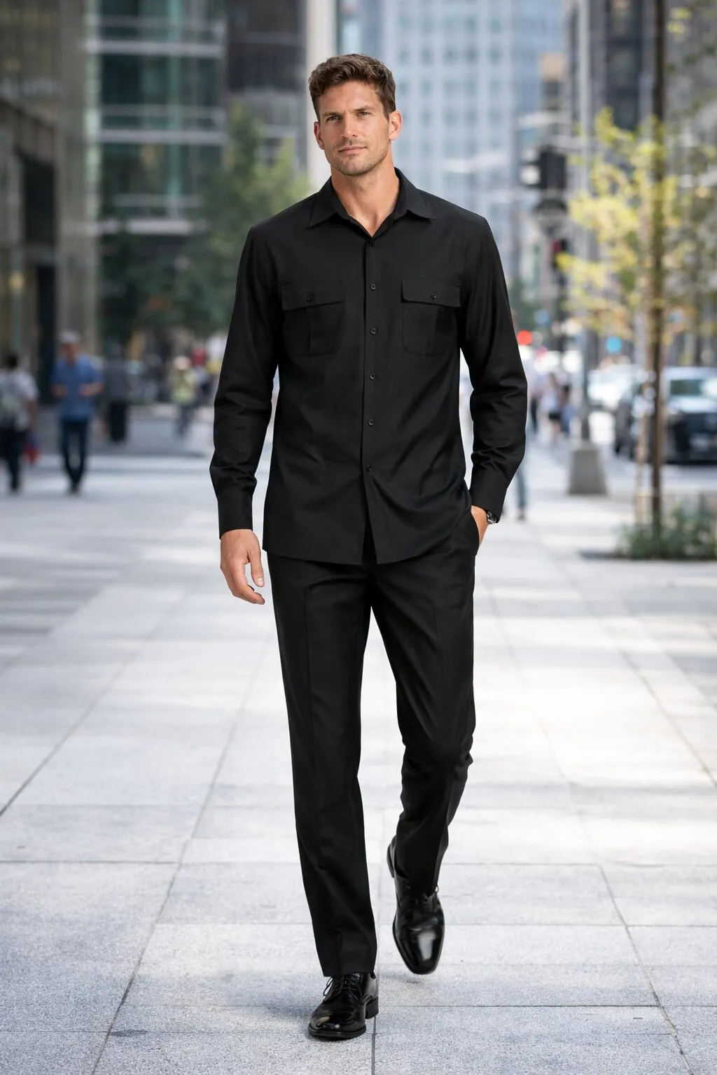 Mens Luxury Black Wool Two-Piece Leisure Walking Suit sold by Alberto Nardoni product image thumbnail 4