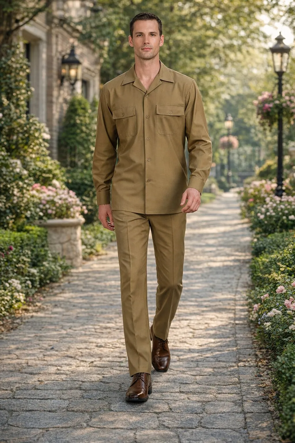 Mens Luxury Caramel Wool Two-Piece Leisure Walking Suit sold by Alberto Nardoni product image thumbnail 4