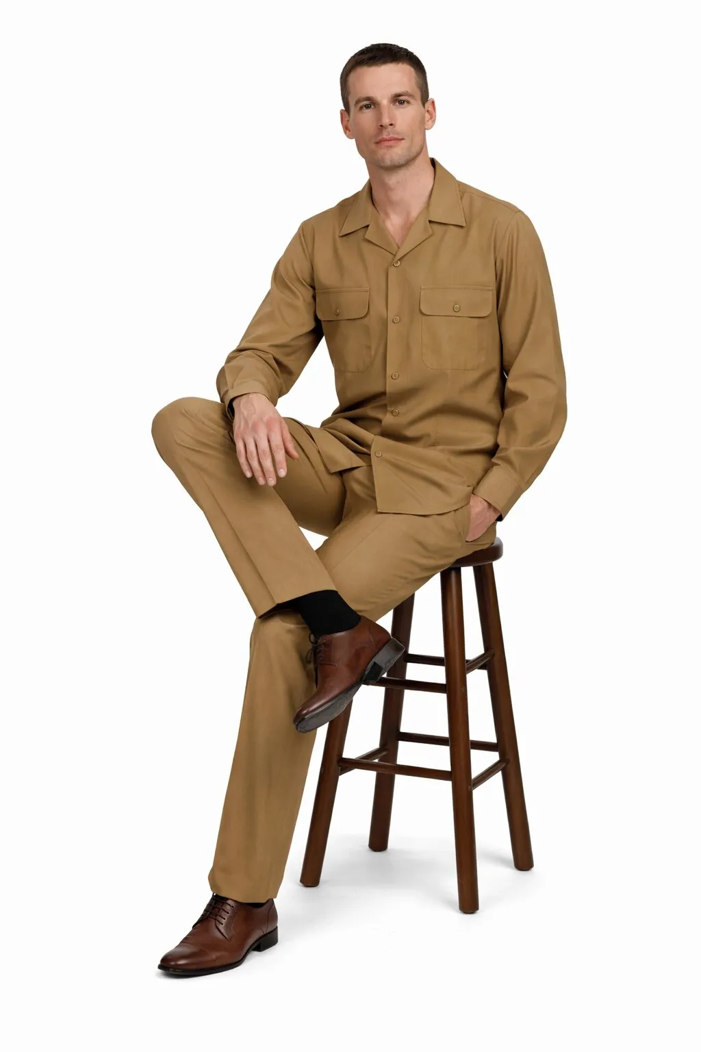 Mens Luxury Caramel Wool Two-Piece Leisure Walking Suit sold by Alberto Nardoni product image thumbnail 5