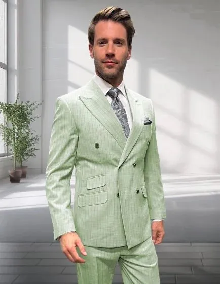 Statement Men’s 2-Piece 100% Wool Double Breasted Pinstripe Suit sold by Alberto Nardoni product image thumbnail 5