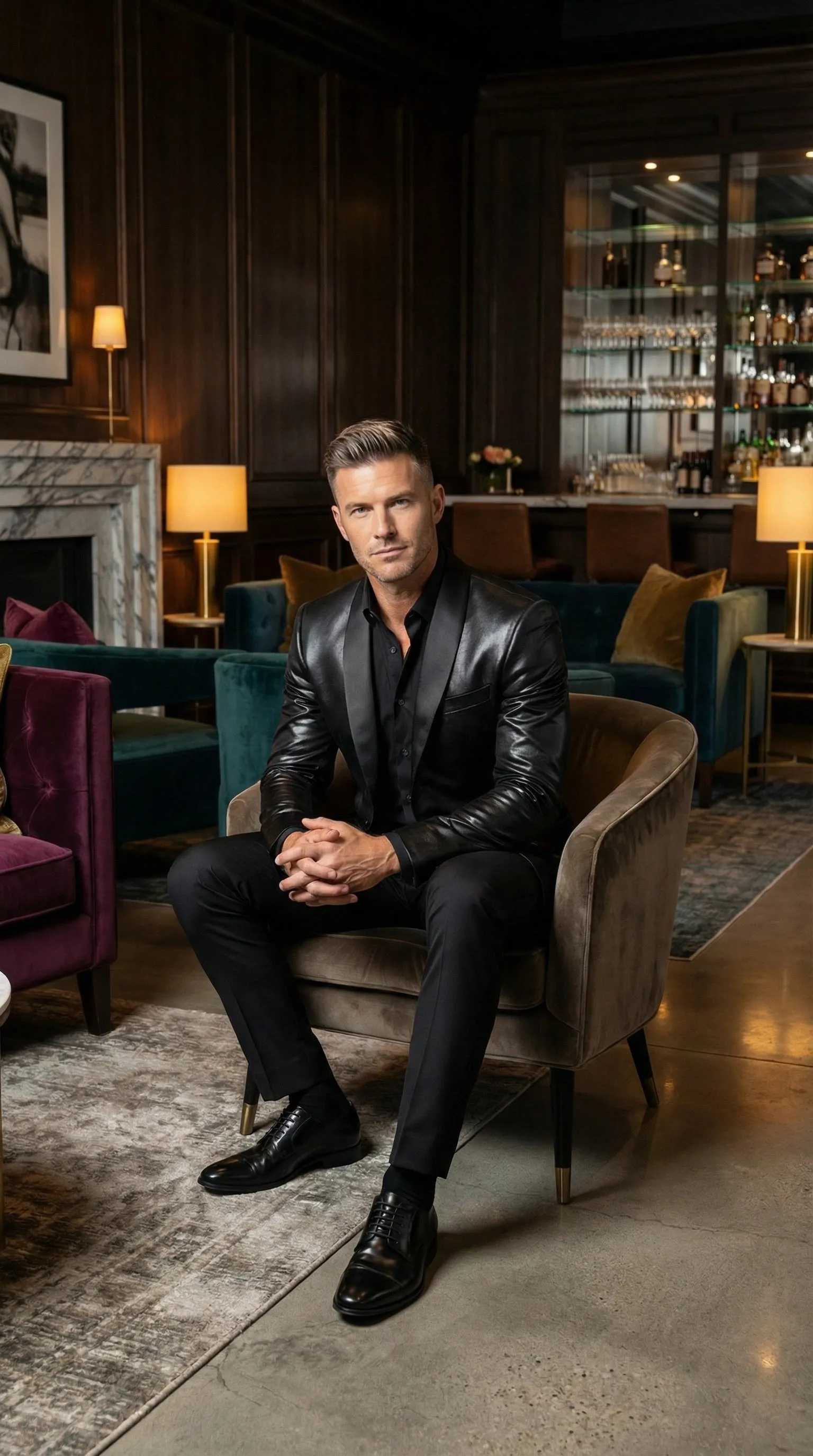 Men’s Shiny Black Tuxedo Blazer – Glossy Formal Jacket for Party Dinner Jacket Shawl Collar sold by Alberto Nardoni product image thumbnail 3