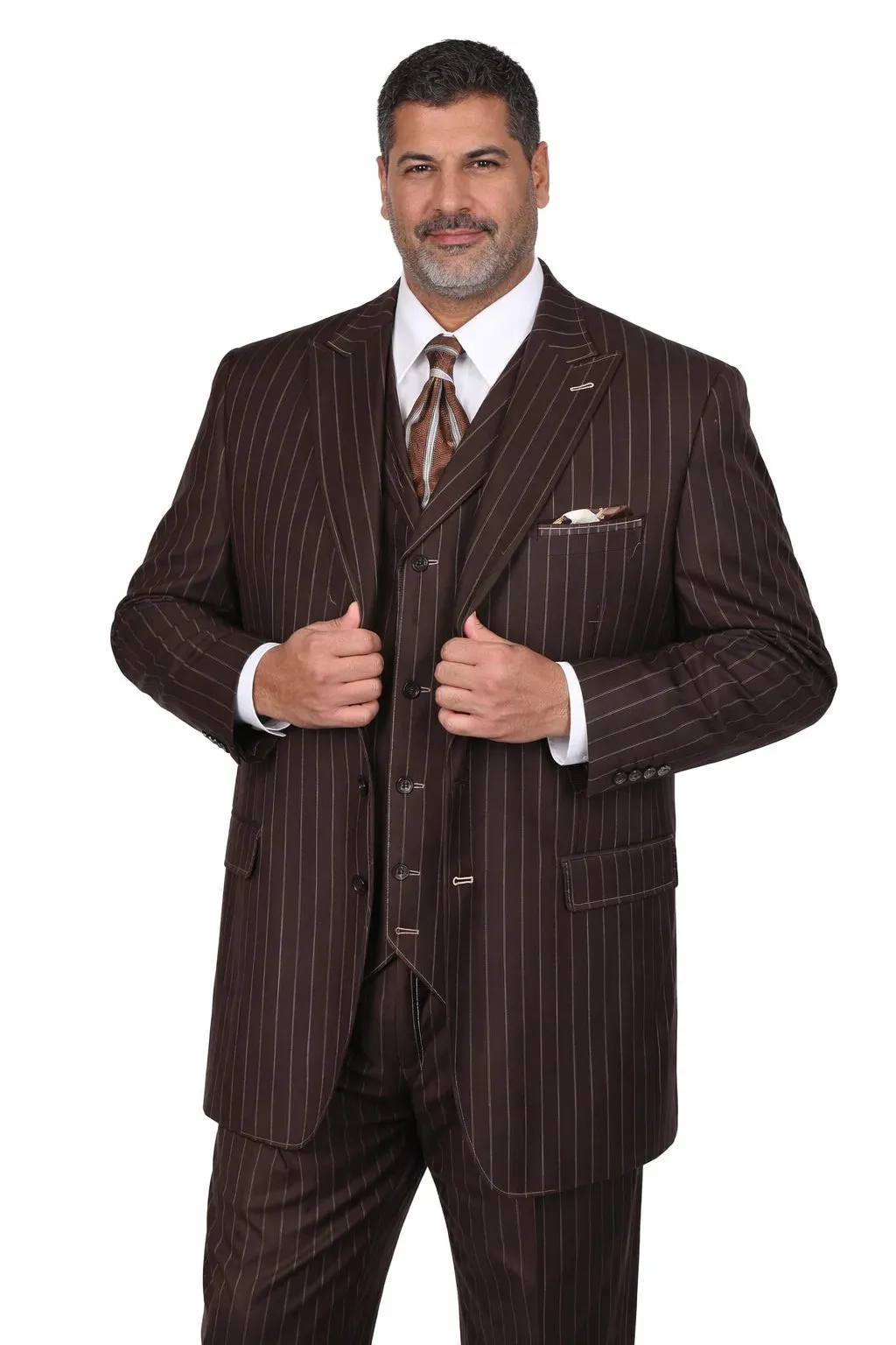 Mens Vintage Brown Pinstripe 3-Piece Gangster Suit sold by Alberto Nardoni product image thumbnail 2