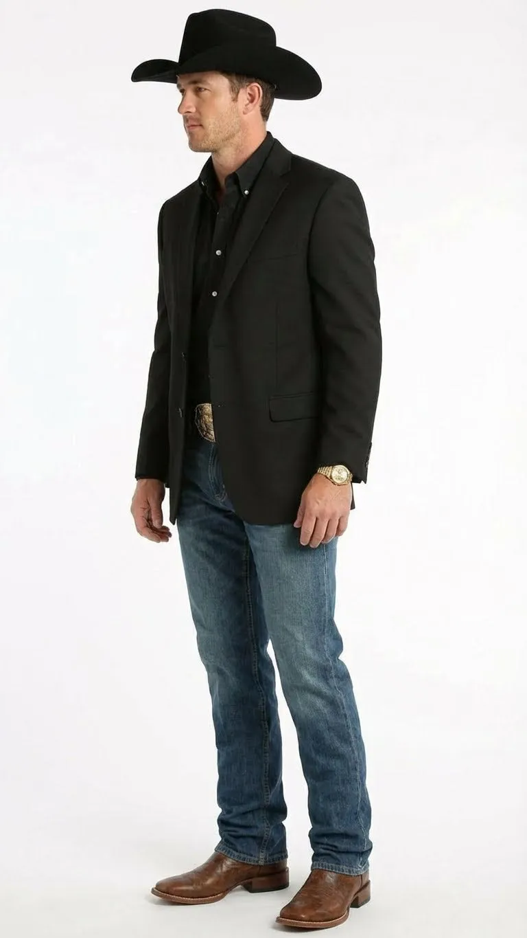 Mens Black Western Blazer Jacket, Classic Cowboy Style Sport Coat for Casual Formal Wear with Jeans sold by Alberto Nardoni product image thumbnail 3