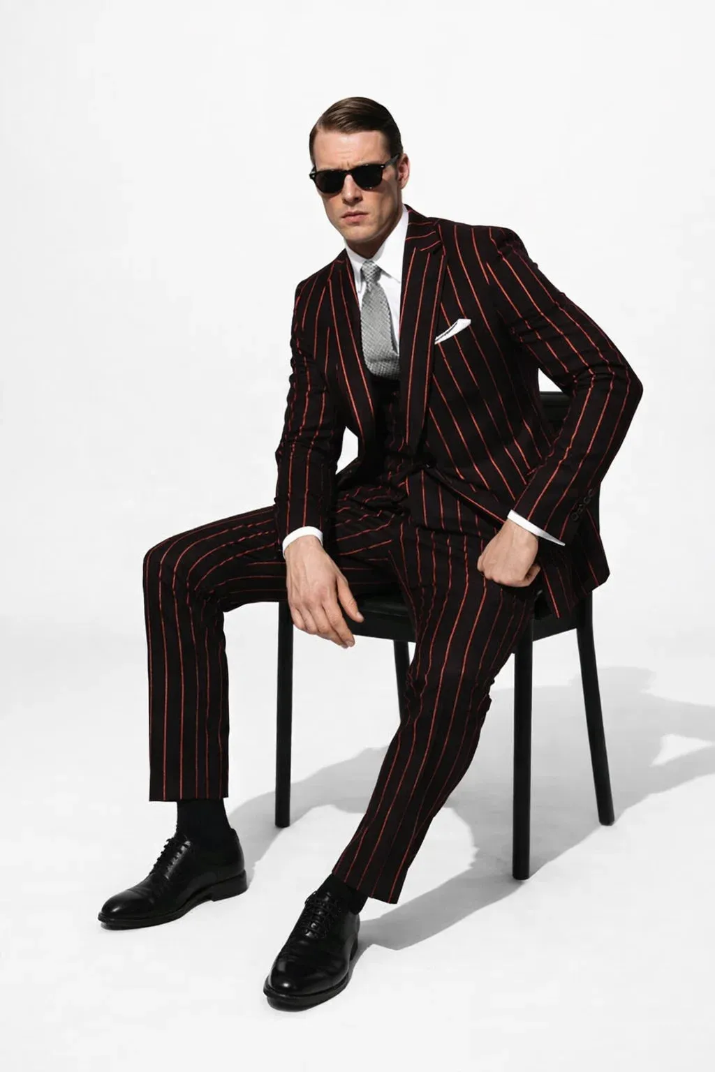 Black With Red Pinstripe Suit On Sale sold by Alberto Nardoni product image thumbnail 4