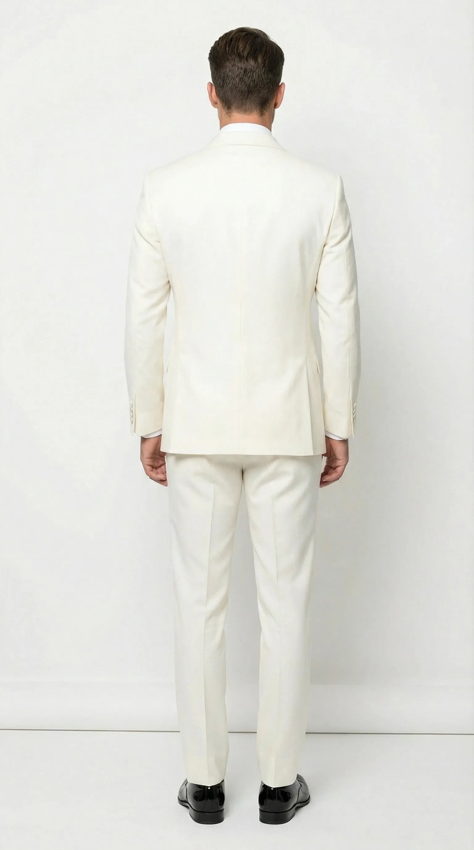 Men’s ivory Cream Double Breasted Suit – Classic Formal Tuxedo Style Suit for Weddings off White Color sold by Alberto Nardoni product image thumbnail 3