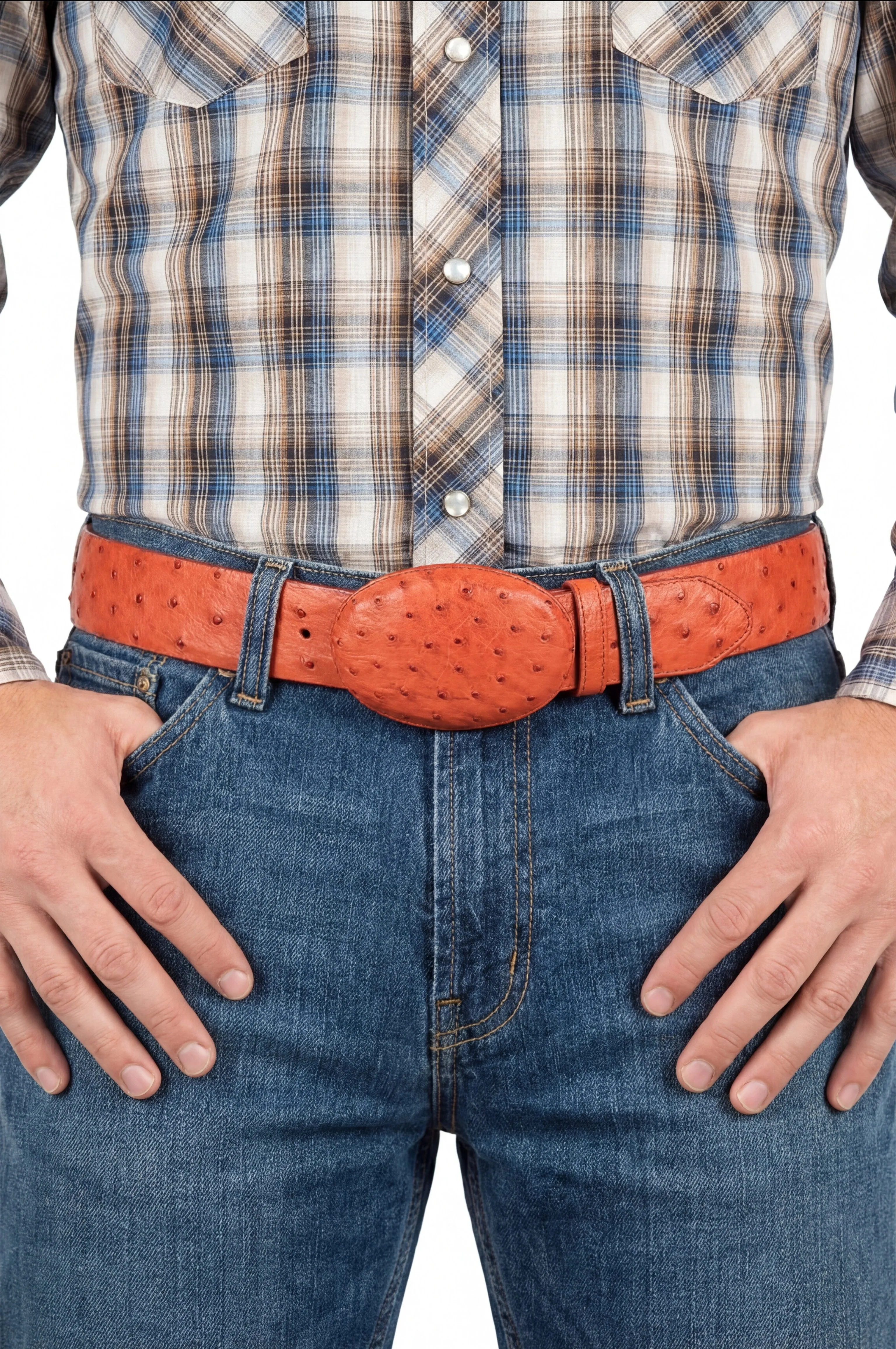 Men’s Orange Rust Copper Genuine Leather Belt with Textured Finish – Classic Dress Belt for Formal and Casual Wear sold by Alberto Nardoni product image thumbnail 2