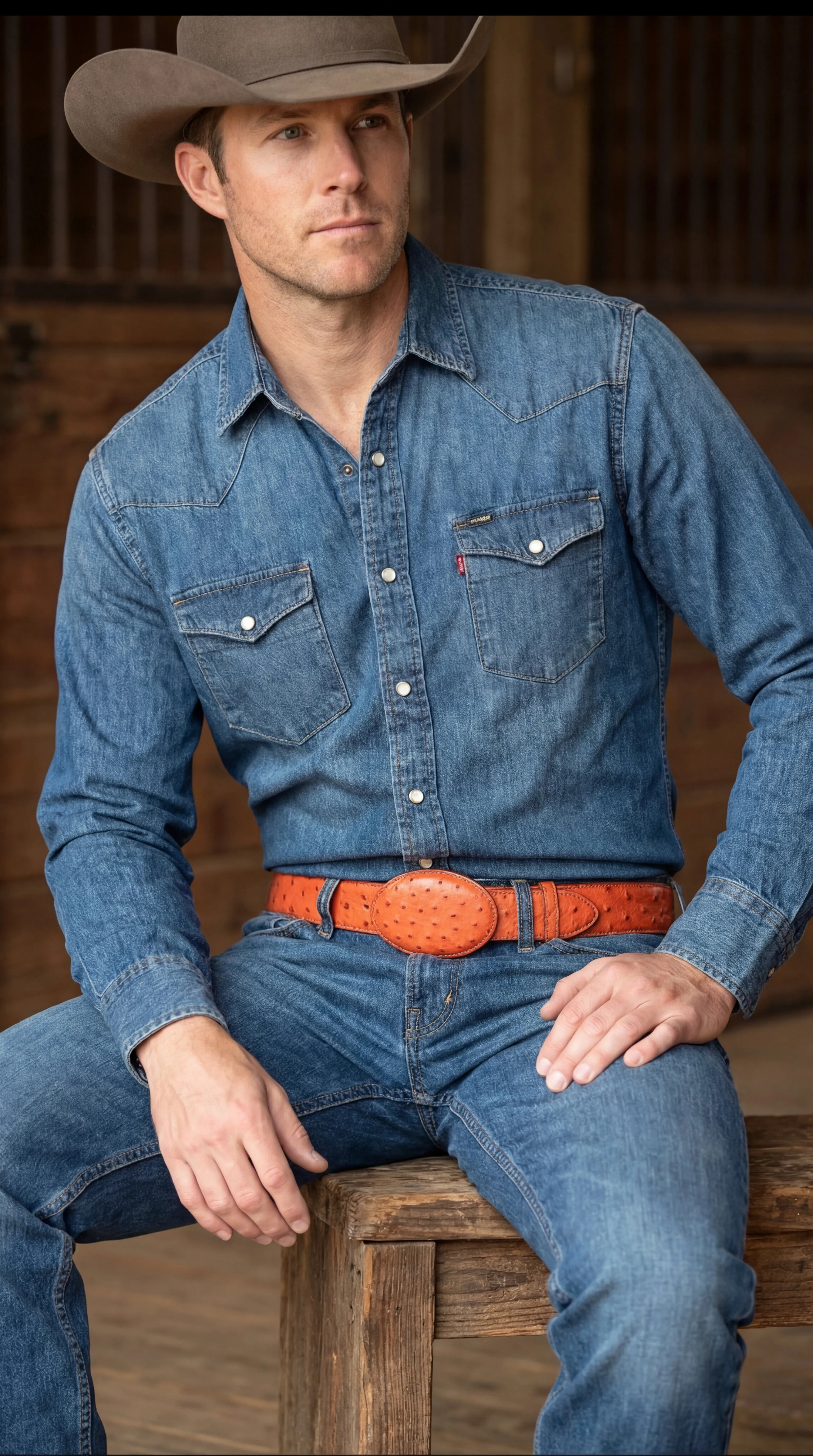 Men’s Orange Rust Copper Genuine Leather Belt with Textured Finish – Classic Dress Belt for Formal and Casual Wear sold by Alberto Nardoni product image thumbnail 4