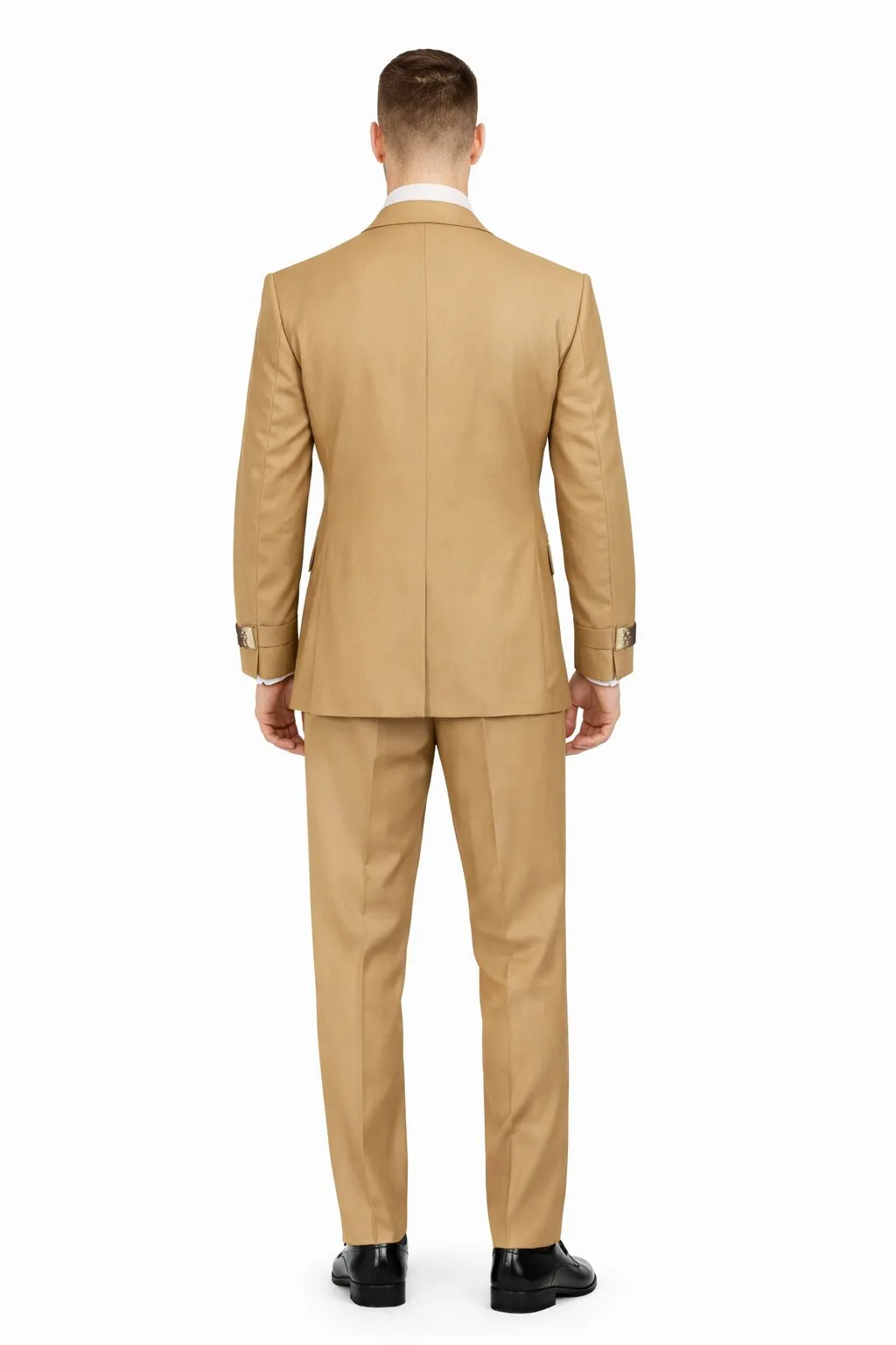 Men’s Camel Double Breasted Wool Suit with Metal Buckle Closure sold by Alberto Nardoni product image thumbnail 2