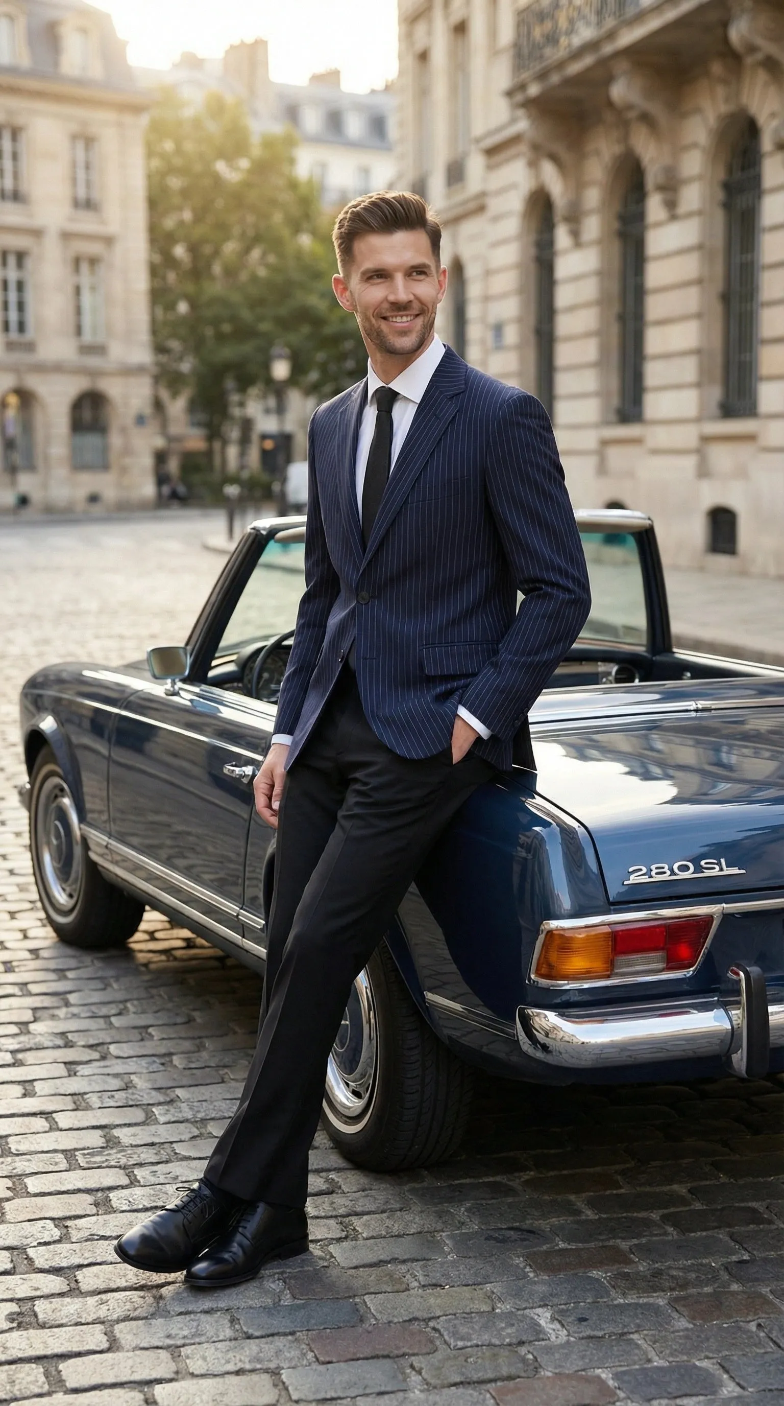 Men’s Navy Blue Pinstripe Blazer – Classic Tailored Formal Jacket for Business, Office and Professional Wear sold by Alberto Nardoni product image thumbnail 5