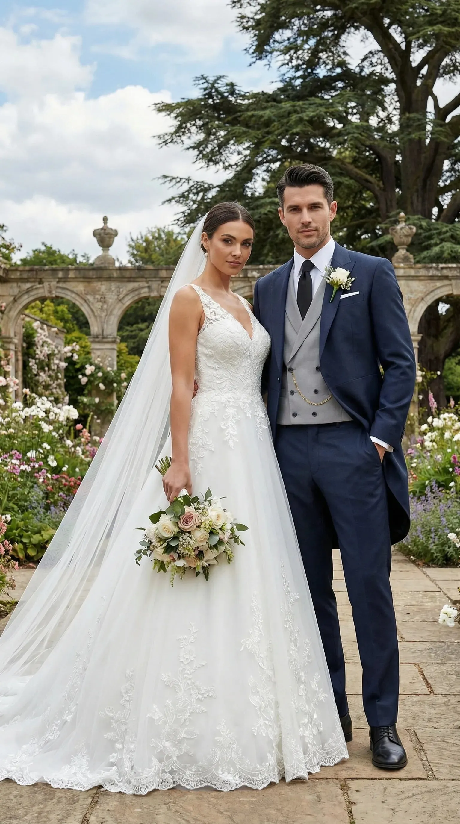 Men’s Navy Blue Three-Piece Formal Suit – Cutaway Blazer and Trousers for Wedding Tailcoat sold by Alberto Nardoni product image thumbnail 5